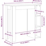  Barski stol s policom smeđa boja hrasta 102x50x103,5 cm drveni | shoptok.hr