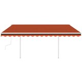 vidaXL Ročno zložljiva tenda z LED lučkami 4x3 m oranžna in rjava | Shoptok.si
