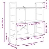 vidaXL Knjižna polica Dimljeni oreh 75 x 30 x 91 cm Konstruiran les | Shoptok.si