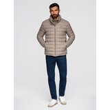 Ombre Men's lightweight jacket of combined materials with hood and decorative quilting - black | shoptok.hr