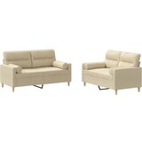 Maison Chic Sedežna garnitura - kavč 2-delna z vzglavniki krem blago, (21728768) | Shoptok.si