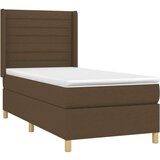  Box spring postelja z vzmetnico LED temno rjava 100x200cm blago, (20898697) | Shoptok.si