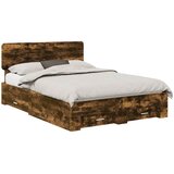  Krevetna konstrukcija s ladicama Dimljeni hrast 150 x 200 cm Smeđa 203 x 153 x 90 cm | shoptok.hr