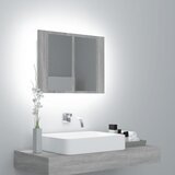 vidaXL LED omarica z ogledalom siva sonoma 60x12x45 cm inženirski les Cene