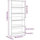 vidaXL Regal za knjige boja hrasta 80x24x176 cm konstruirano drvo | shoptok.hr