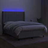  Krevet box spring s madracem LED svjetlosivi 140x190 cm tkanina | shoptok.hr