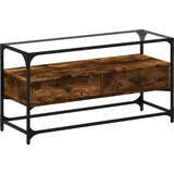 Maison Chic TV omarica - TV stojalo - Televizijska omarica s stekleno ploščo dimljen hrast 98x35x51 cm inž. les, (21699599) Cene