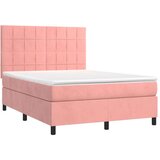  Box spring postelja z vzmetnico roza 140x200 cm žamet, (20897168) | Shoptok.si