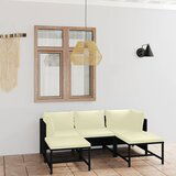 The Living Store Vrtna sedežna garnitura 5-delna z blazinami poli ratan črna - Vrtna Sedežna Garnitura, (21478676) | Shoptok.si