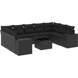  10-dijelni set vrtnih sofa s jastucima crni od poliratana | shoptok.hr