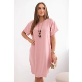 Kesi Włoski Dress with pockets and pendant dark powder pink Cijene