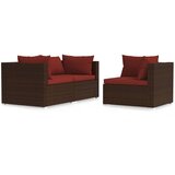 The Living Store Vrtna sedežna garnitura 3-delna z blazinami rjav poli ratan - Vrtna Sedežna Garnitura, (21460639) | Shoptok.si