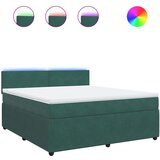 vidaXL Box spring postelja z vzmetnico temno zelena 180x200 cm žamet, (21308437) | Shoptok.si