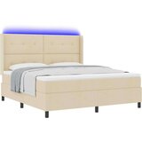  Postelja s pomičnim dnom in vzmetnico ter LED osvetlitvijo Krem 180x200 cm Tkanina, (22049169) | Shoptok.si