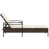  Ležalnik z blazino rjav 63x200x81 cm poli ratan | Shoptok.si