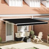 vidaXL ročna retraktibilna tenda črna 400x300 cm, zamenjava tkanine za tenda 4x3 m črna Cene