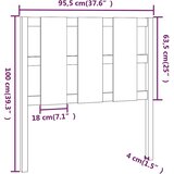  Uzglavlje za krevet crno 95,5 x 4 x 100 cm od masivne borovine | shoptok.hr