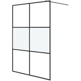 Pregrada za tuš crna 140 x 195 cm s napola mutnim staklom ESG | shoptok.hr