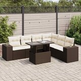 Maison Chic Seti vrtnega pohištva - Vrtna garnitura - Vrtni pohištvo set 7-delna z blazinami rjav poli ratan, (21802069) | Shoptok.si