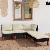 Maison Chic Seti vrtnega pohištva - Vrtna garnitura - Vrtni pohištvo set 5-delna z blazinami poli ratan črna, (21820520) | Shoptok.si
