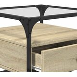  Stolić sa staklenom površinom boja hrasta 50 x 50 x 45 cm čelik | shoptok.hr