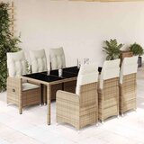 vidaXL Vrtna bistro garnitura 7-delna z blazinami bež poli ratan | Shoptok.si