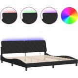 Maison Chic Posteljni okvir - Dvoposteljna postelja - Zakonska postelja z LED lučkami črn 200x200 cm žamet, (21693902) | Shoptok.si