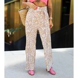 Gemre Beige pleated floral pants Macognano | shoptok.hr