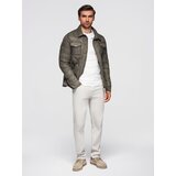Ombre Men's quilted jacket in shirt cut - khaki | ePonuda.com