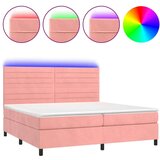  Box spring s madracem LED ružičasti 200x200cm baršunasti | shoptok.hr
