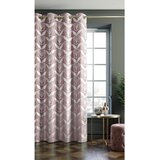 AmeliaHome Curtain FLORIS color powder pink printed theme vegetable style modern silver eyelets oxford 140x250 | shoptok.hr