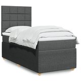 vidaXL Box spring postelja z vzmetnico temno siva 90x190 cm blago | Shoptok.si
