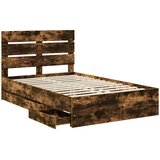  Krevetna konstrukcija s ladicama Dimljeni hrast 120 x 200 cm Smeđa 206 x 123 x 100 cm | Shoptok.si