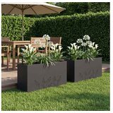 vidaXL Vrtna saksija 2 kom. Crna 100 x 30 x 49 cm Čelična vrata - Crna 100 x 30 x 49 cm 2 | shoptok.hr
