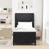 vidaXL Postelja s podlago in vzmetnico Črna 100x200 cm Žamet | Shoptok.si