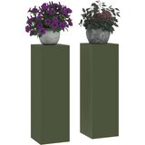 vidaXL Stalci za biljke Set od 2 Maslinasta boja Hladno valjani čelik | shoptok.hr