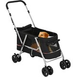  Sklopiva kolica za pse crna 100 x 49 x 96 cm od lanene tkanine | shoptok.hr