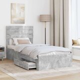  Okvir za krevet Betonski sivi i srebrna 75 x 190 cm | shoptok.hr