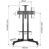 Xstand 32/75 gp Podni pokretni nosac za TV/VESA 600x400/maxTILT od+15-15/do 45kg/gornja polica | ePonuda.com
