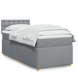 vidaXL Box spring postelja z vzmetnico svetlo siva 90x200 cm blago | Shoptok.si