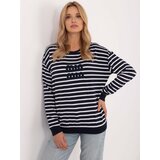 Fashion Hunters Navy blue and white casual striped blouse cene