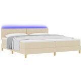 vidaXL Postelja s pomičnim dnom z vzmetnico in LED Krem 200x200 cm Tkanina, (22084037) | Shoptok.si
