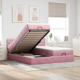 vidaXL Otomanski posteljni okvir z vzmetnicami roza 180x200cm žamet | Shoptok.si