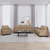  3-dijelni set sofa s jastucima boja cappuccina od umjetne kože | shoptok.hr
