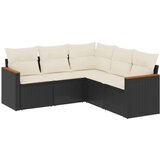  5-dijelna vrtna garnitura od poliratana s jastucima crna | shoptok.hr