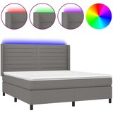 vidaXL Krevet box spring s madracem LED tamnosivi 180x200 cm tkanina | shoptok.hr