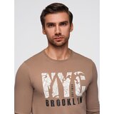 Ombre Men's urban print longsleeve - light brown | Shoptok.si