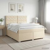  Boxspring krevet s madracem Krem 160 x 200 cm Tkanina 200 x 160 x 140.5 cm | Shoptok.si