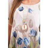 Kesi Włoski Women's cotton shirt with a floral pattern beige | shoptok.hr