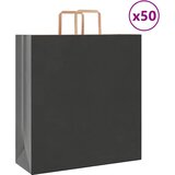 vidaXL Papirnate vrečke 50 kosov z ročaji črne barve 45x17x48 cm Cene